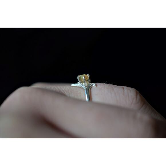 Raw Stone Opal Ring Rough Opal Engagement Ring Natural Opal Jewelry Single Stone - Picture 3 of 9